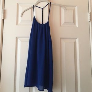 Naked Zebra blue tank with braided straps openback