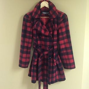 🍁🍂Brand New Plaid Wool short Trench Coat
