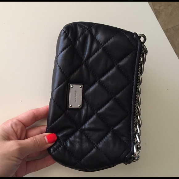 Michael Kors black leather clutch / wristlet