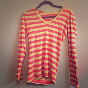 Pink and light grey stripped Gap t-shirt