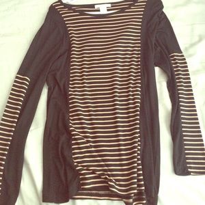 Long sleeve gold and black striped shirt