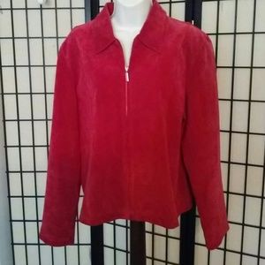 Red suede zip up jacket