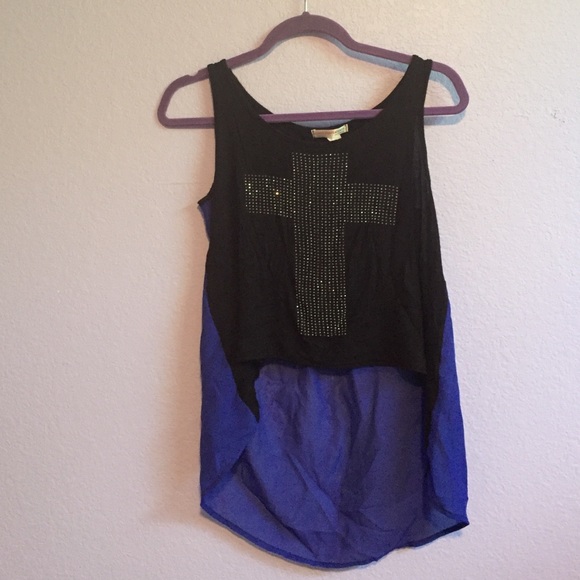 Blue and Black Cross Tank