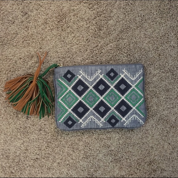 Merona 'Chambray' embroidered tassel clutch