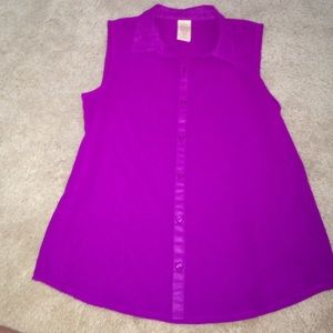 Purple sheer button up tank
