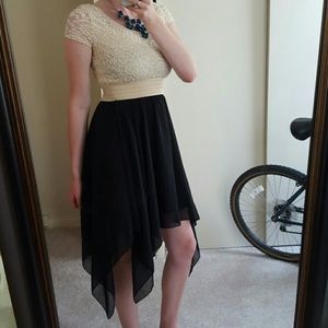 Black and tan lace dress