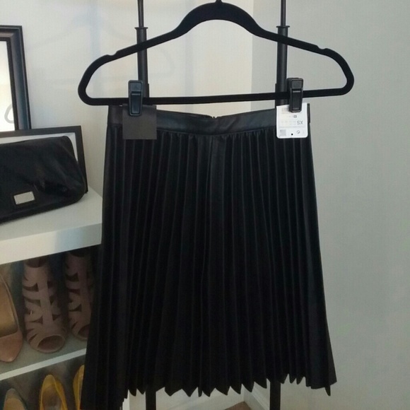 Zara Faux Leather Pleated Midi Skirt