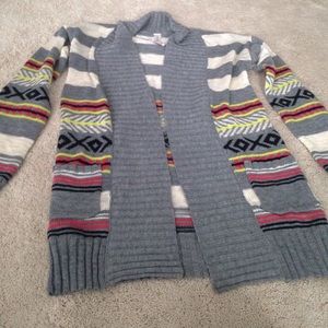Tribal print and gray cardigan