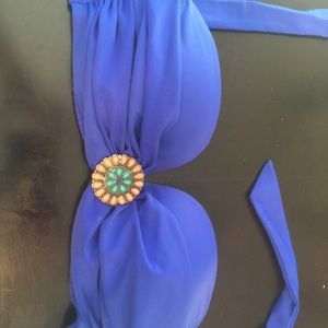 Blue Strapless Bikini Top