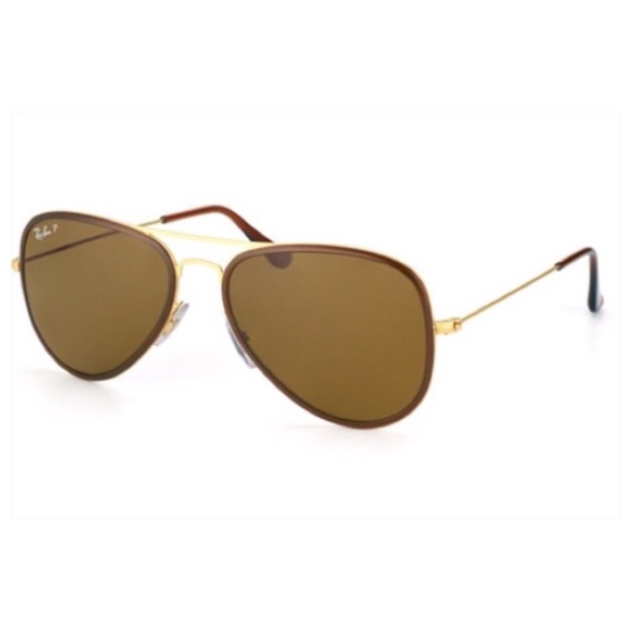 Ray-ban Polarized Gold Aviators - Flat Metal