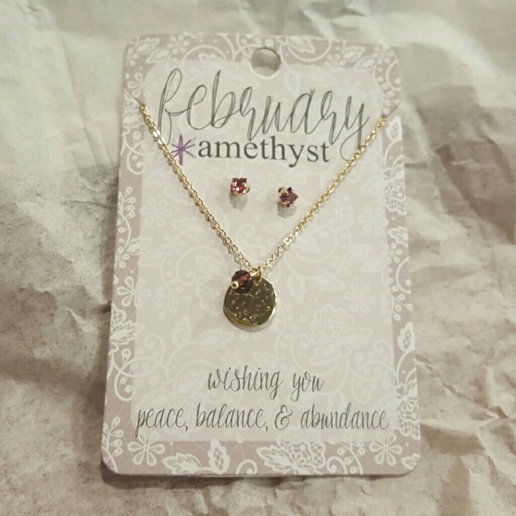 February Birth Month Necklace and Earrings