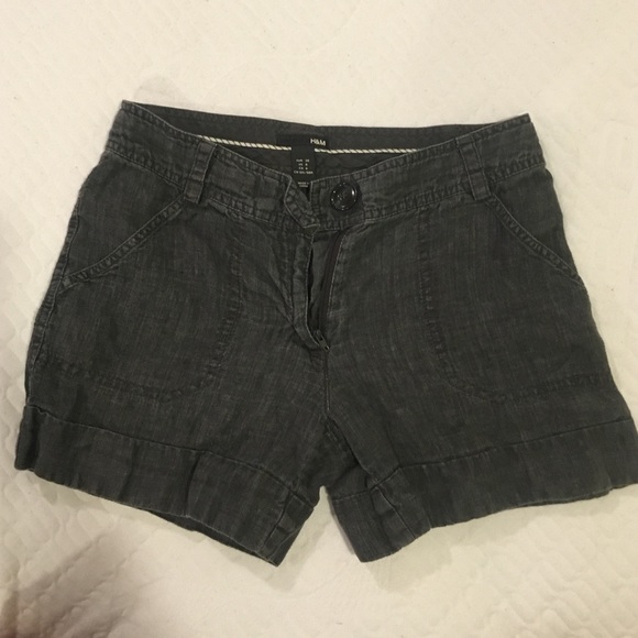 H & M dark grey linen shorts