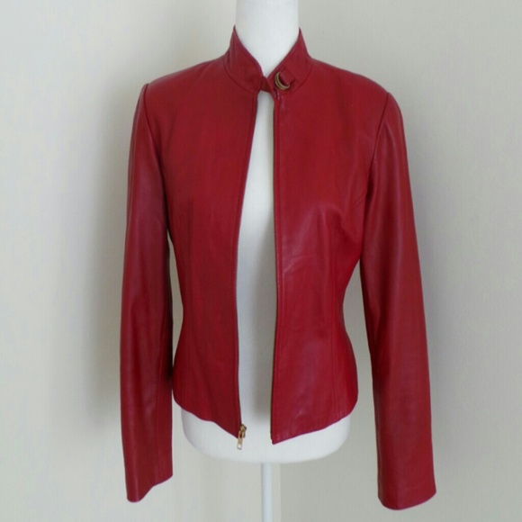 VS2 by VAKKO % 100 Red Lamb Leather Jacket