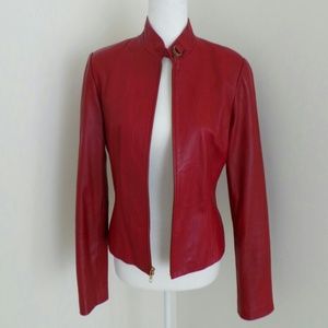 VS2 by VAKKO % 100 Red Lamb Leather Jacket