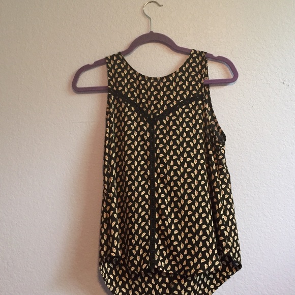 Black sheer tank with flower design