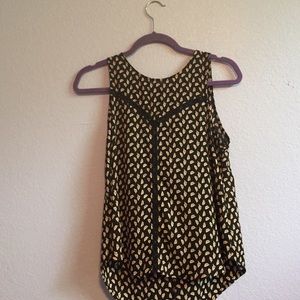 Black sheer tank with flower design