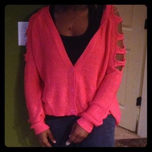 Coral Cropped Cardigan