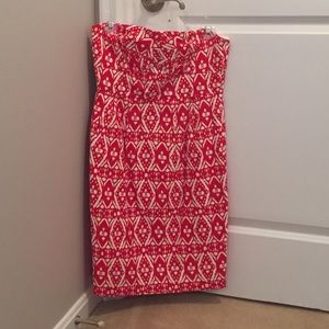 Red and White Strapless dress