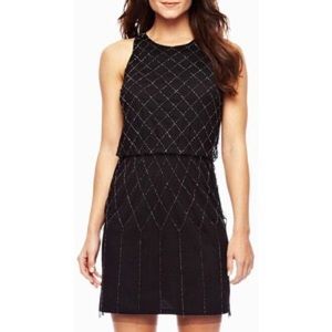 20's style black beaded Gatsby flapper dress