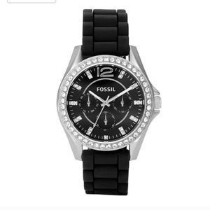 Black silicone strap Fossil watch