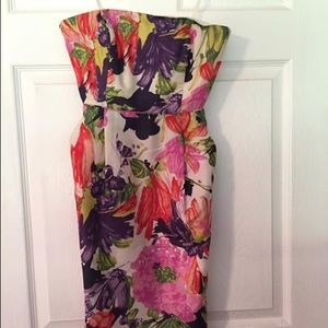 J.Crew floral silk strapless dress