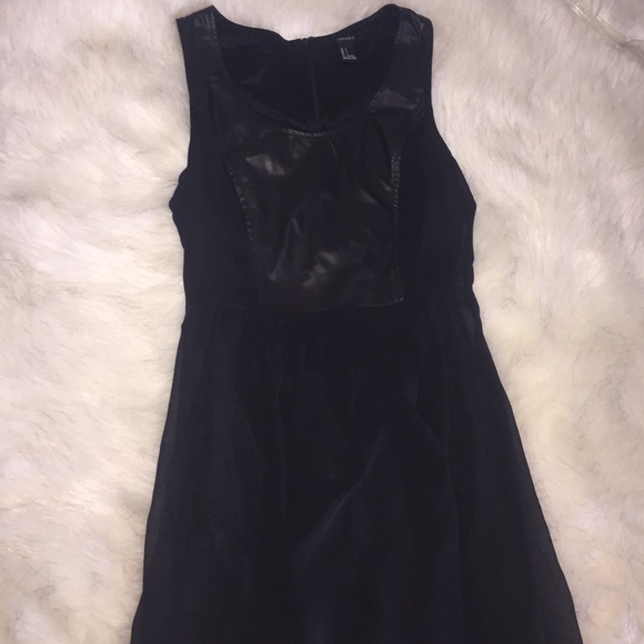 Forever 21 black/leather high low dress