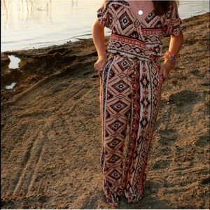 Forever 21 Aztec open back jumpsuit
