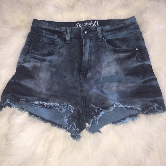 High waisted faded tye-dye shorts