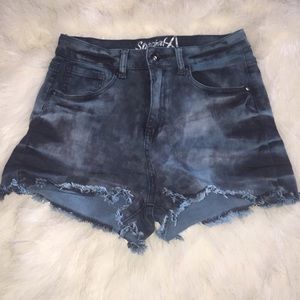 High waisted faded tye-dye shorts