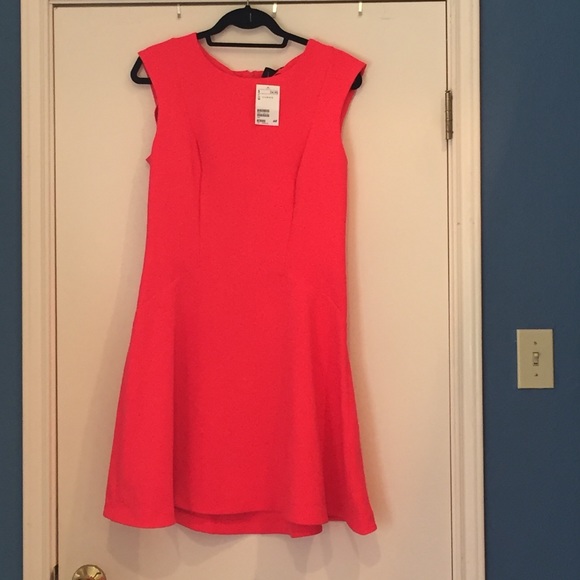 NWT bright coral Fit and Flare Dress