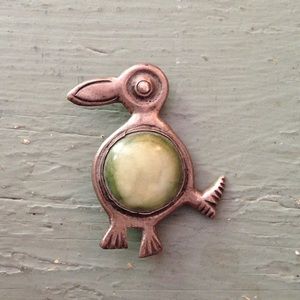 Mexican sterling silver bird pin malachite stone