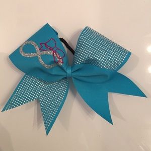 Cheer bow with infinity sign on ear