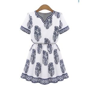 Blue and white summer dress