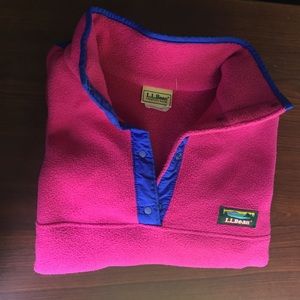 Pink and blue LlBean fleece pullover