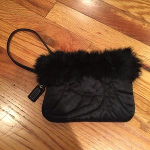 Coach Clutch/Wristlet with Rabbit Fur