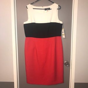 Red, Black and White Dress