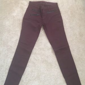 Mid Rise Burgundy JBrand Jeans with zips