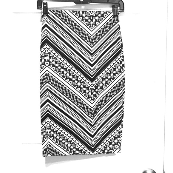 Black and White Fitted Skirt