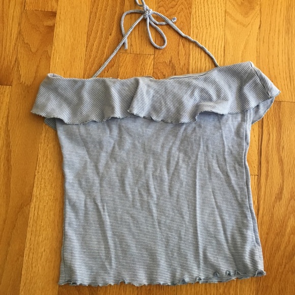Tops Blue And White Halter Topcrop Top Poshmark