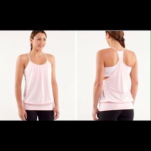 Lululemon Light Pink & Striped Tank with Shelf Bra