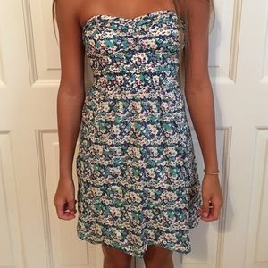 Strapless Floral Dress