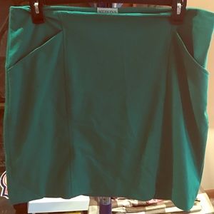 Teal Knit Pencil Skirt with Pockets