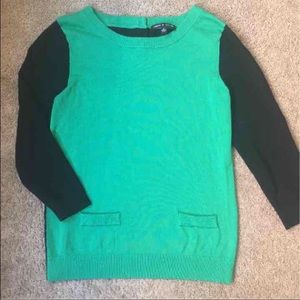 Green and Black Cable and Gauge Sweater