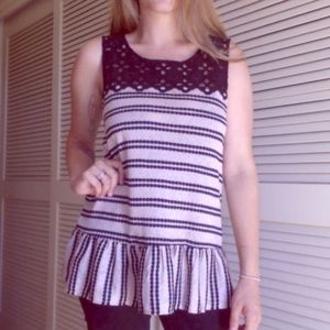 Free People lace topped shift tank blouse