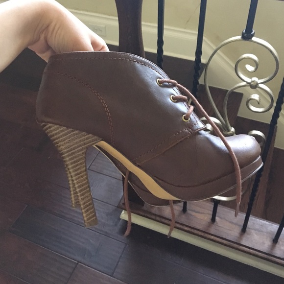 High heel brown booties