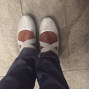Silver glitter ballerina flats