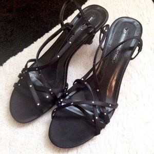 Black and Rhinestone Heeled Sandal NYE
