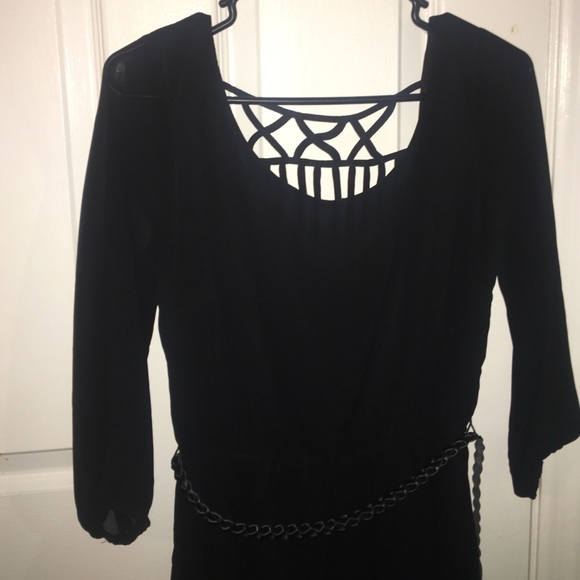 Black dress with black belt