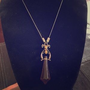 Brown pendant and crystal accent necklace