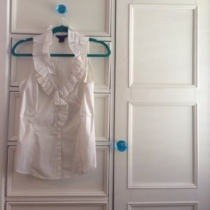 WHBM White Ruffle Blouse